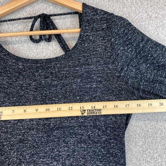 Capezio dance top wrap style long sleeve open back heathered black XS balletcore - Picture 6 of 9